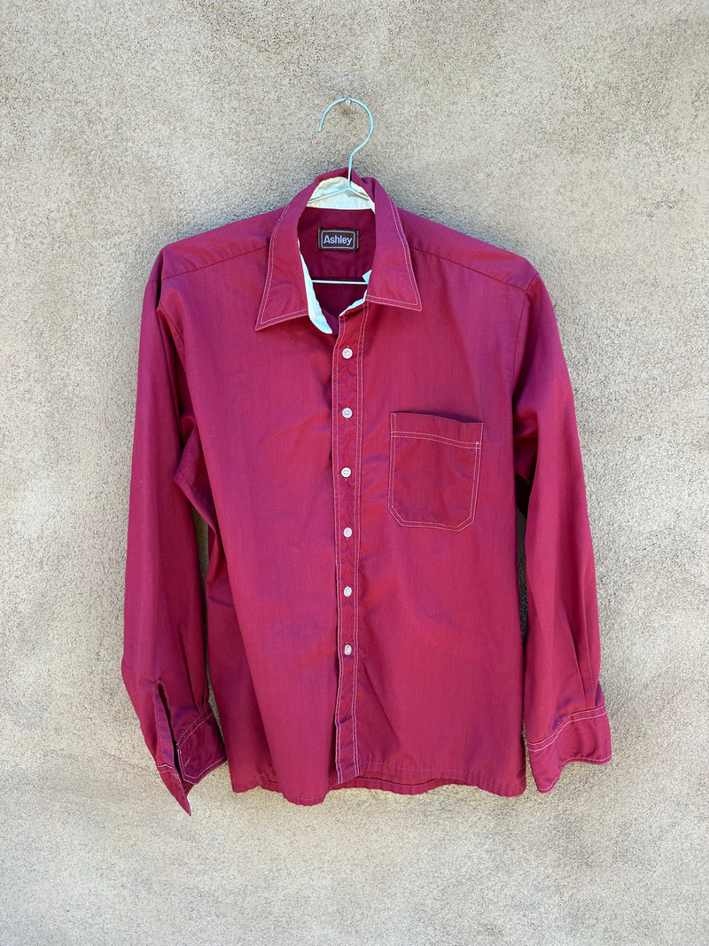 Men's 70's Maroon Shirt - Medium - As is