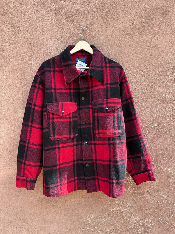 Red/Black 1960's Pendleton Buffalo Plaid Jacket, Large