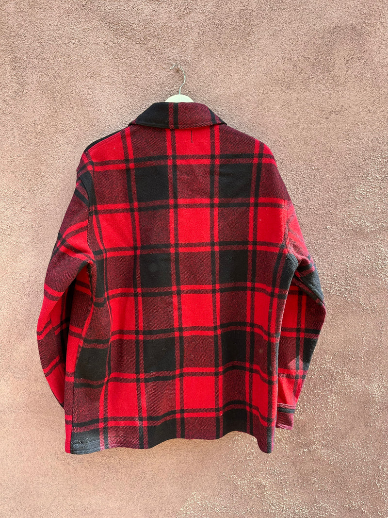 Red/Black 1960's Pendleton Buffalo Plaid Jacket, Large