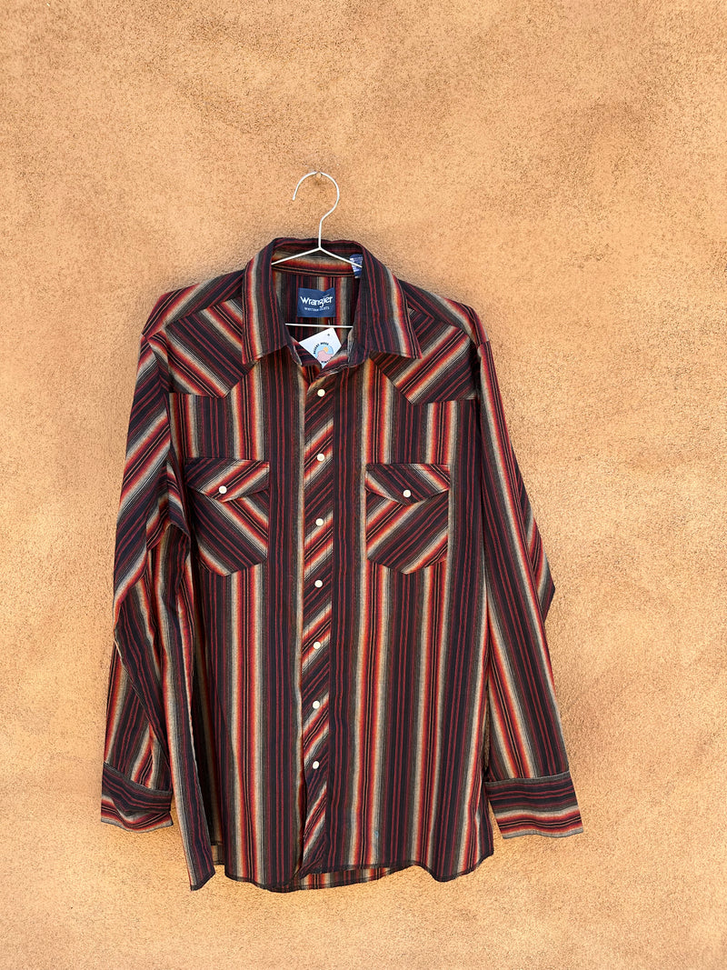 Black and Earthtone Striped Wrangler Button Up Shirt