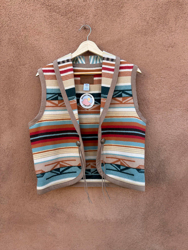 Southwest Stripe Pendleton Wool Vest with Conchos