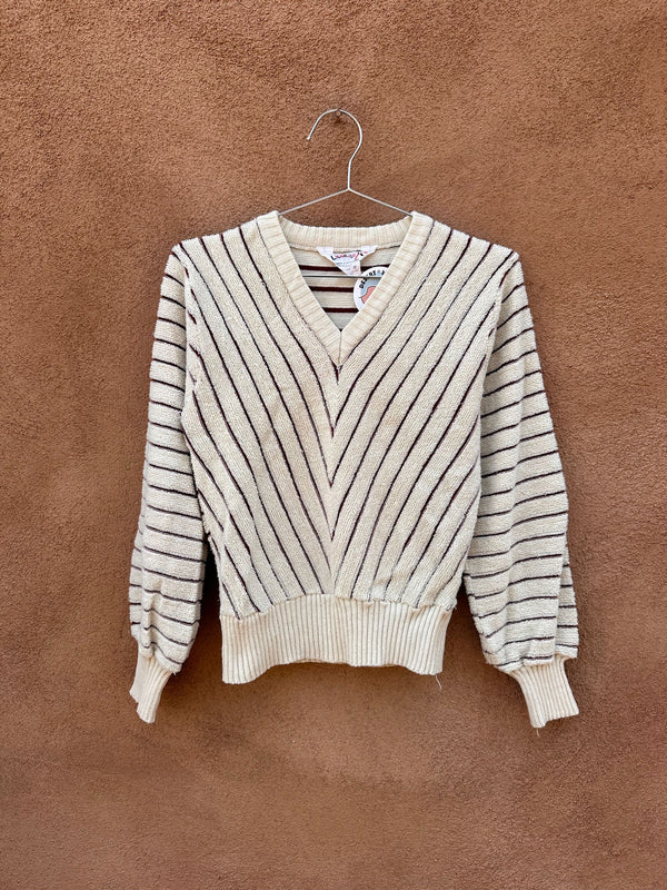 1970's Striped V-neck Licorice Terry Top