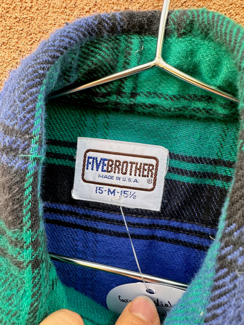 Green & Indigo Five Brothers Flannel - as is