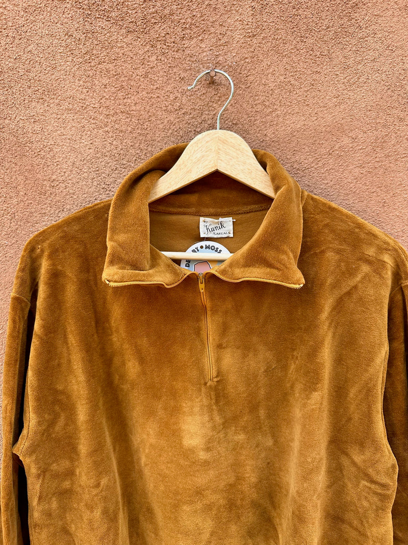 1950's Brown Velour Long Sleeve Top by Kunik Kasuals