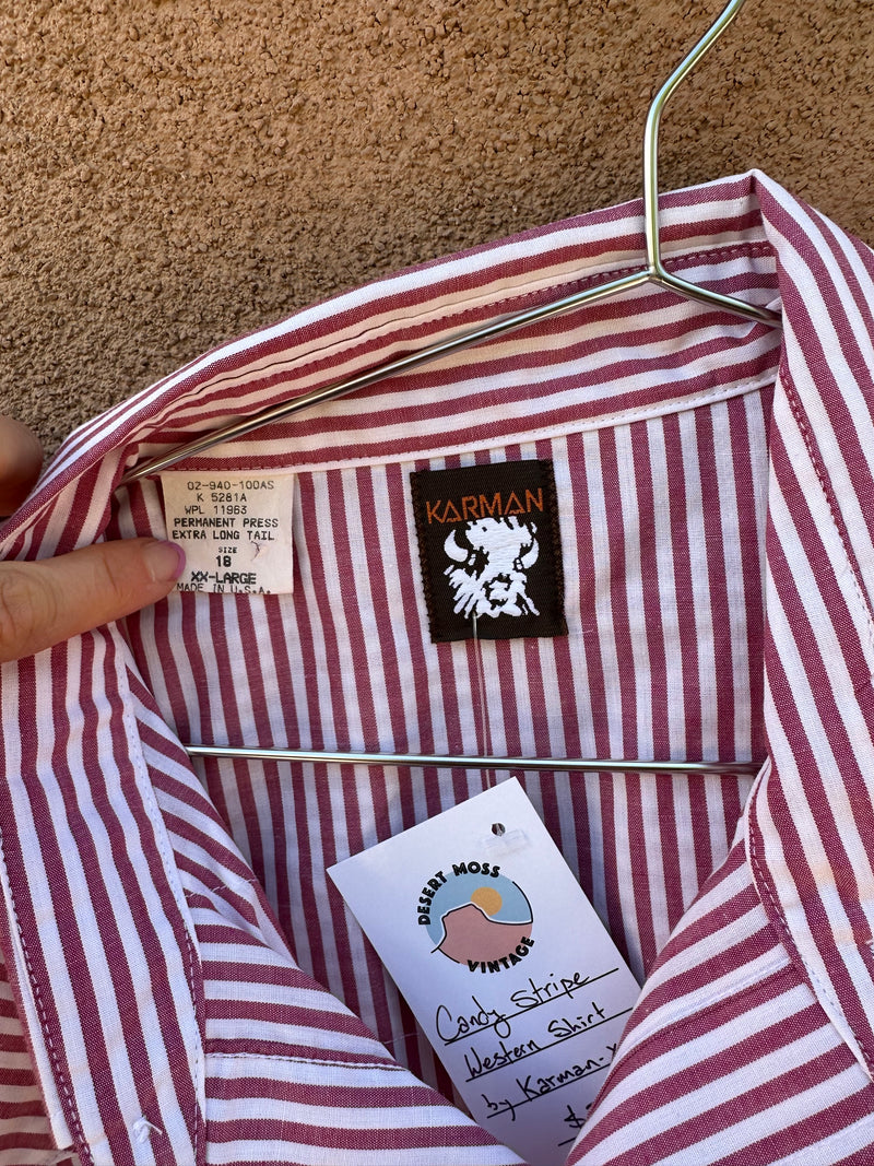 Candy Stripe Western Shirt by Karman - XXL