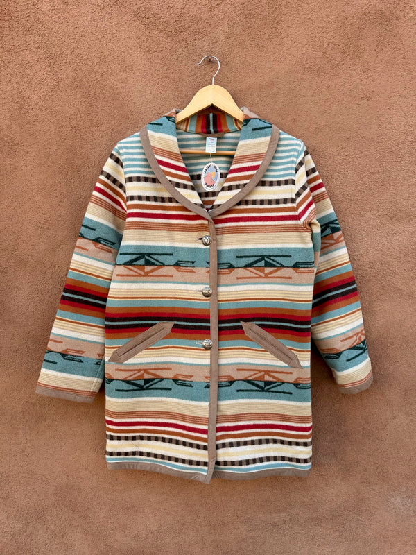 Southwest Stripe Pendleton Coat with Conchos