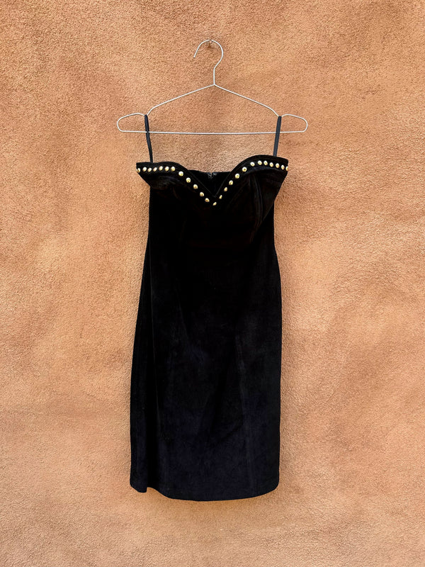 Lauren Alexandra Black Suede Dress with Metal Studs