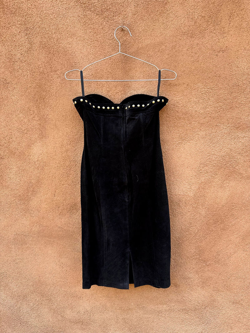 Lauren Alexandra Black Suede Dress with Metal Studs