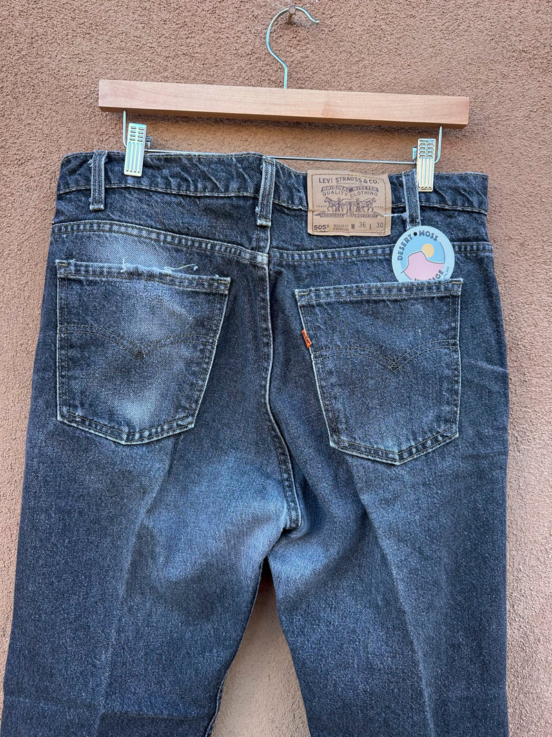 1980's Black Levi's Orange Tab 505 Straight Leg Jeans, Made in USA 36x30