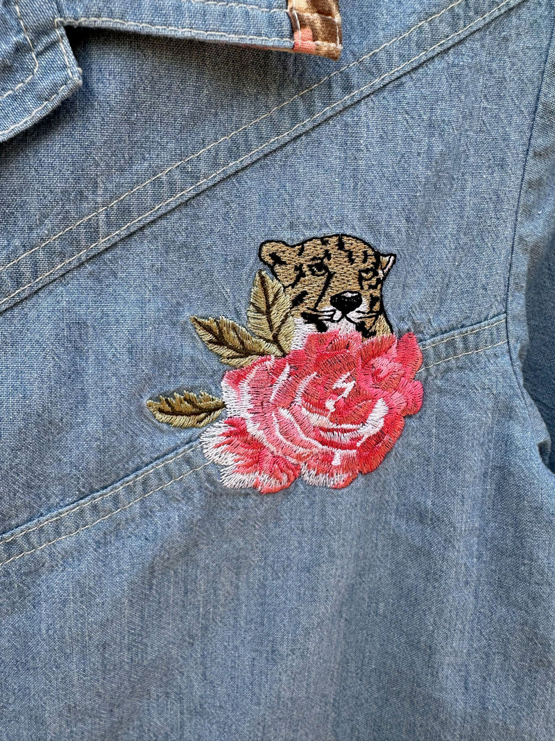 Cheetah & a Rose Denim Blouse