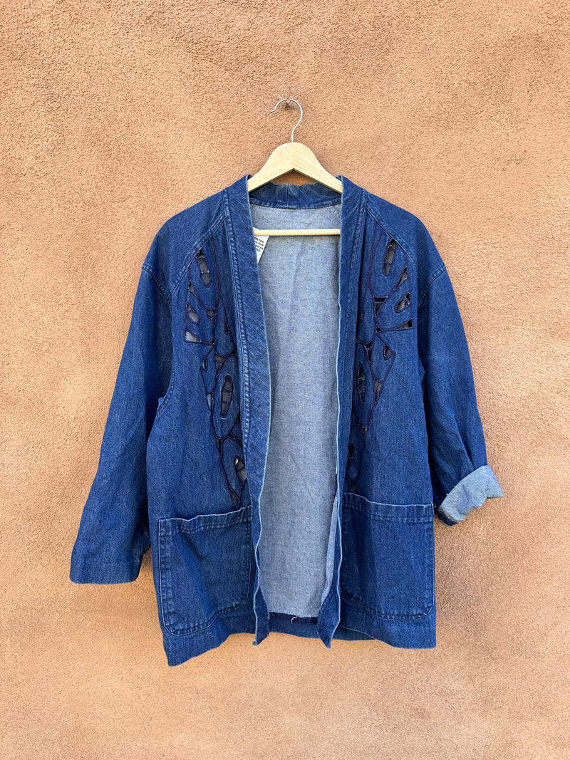 Denim Blazer with Window Cut Outs