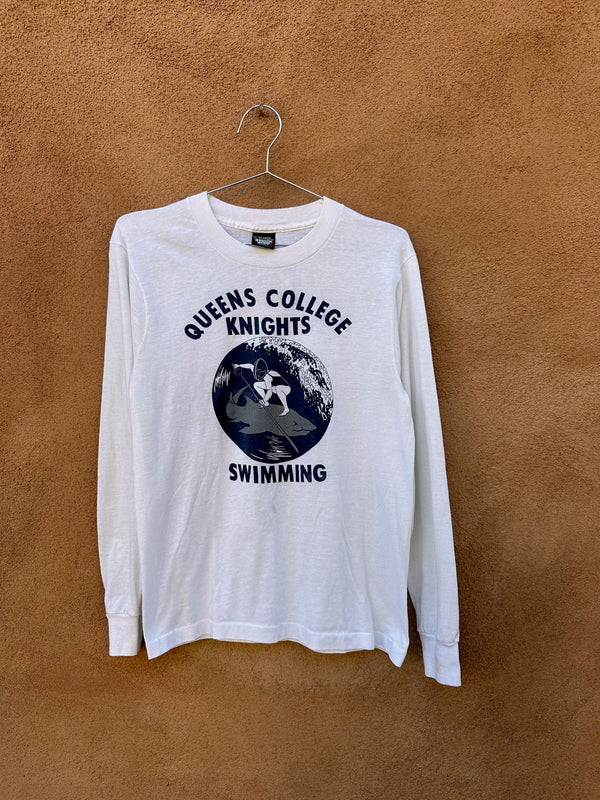 Queens College Knights Long Sleeve T-shirt - Swimming