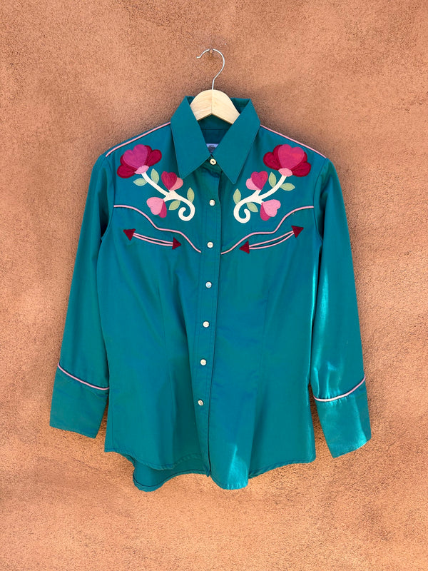 Teal Western Blouse by Salaminder