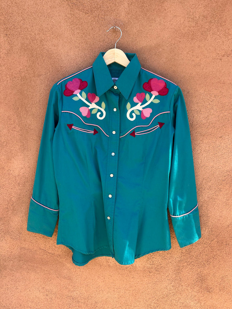 Teal Western Blouse by Salaminder