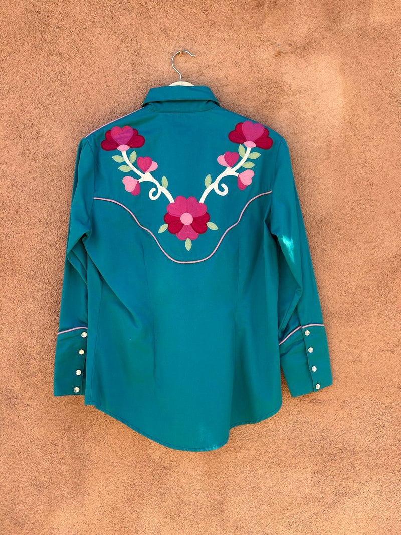 Teal Western Blouse by Salaminder