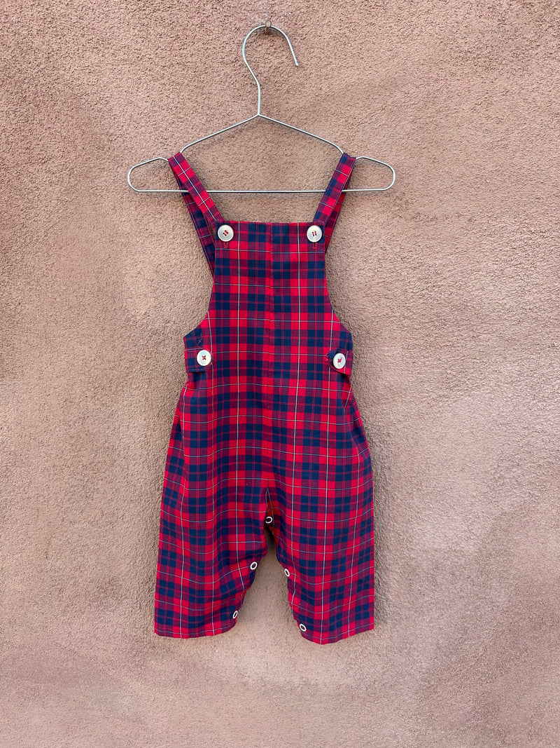 Plaid Toddler Overalls, Navy & Red