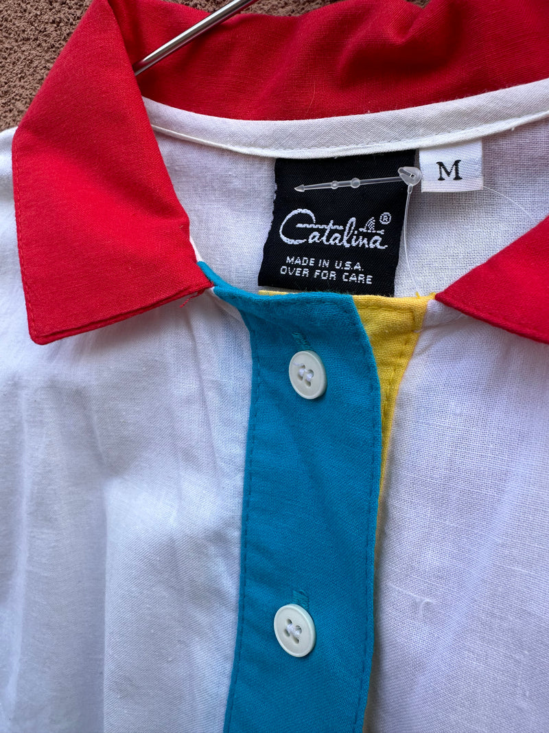 80's Colorblock Catalina Short Sleeve Blouse