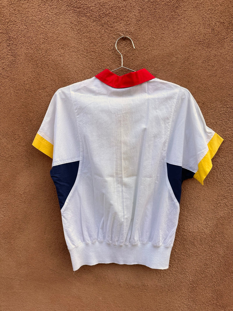 80's Colorblock Catalina Short Sleeve Blouse