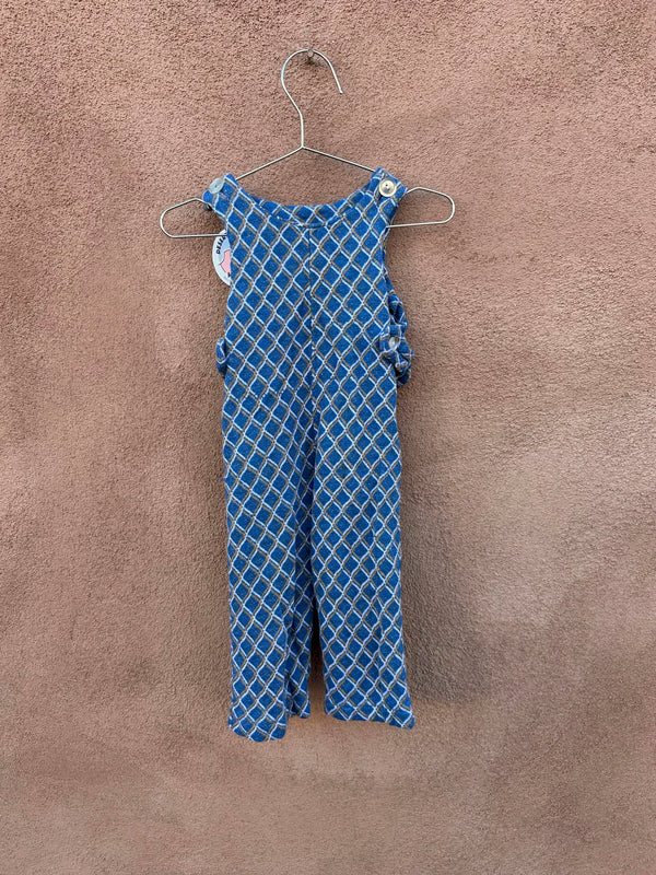 1950's Blue & Gold & White Windowpane Jumpsuit - as is