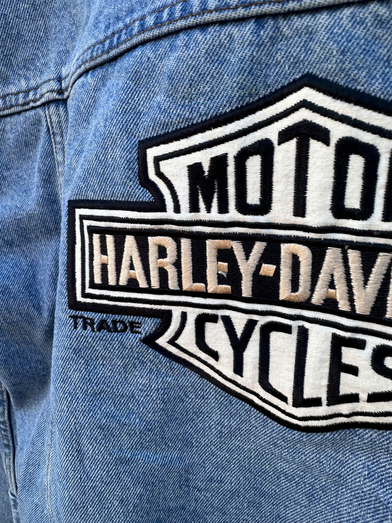 Harley Davidson Denim Jacket with Black Patch