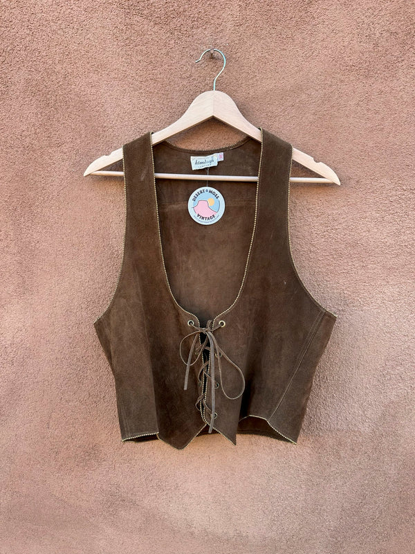 Himalaya Leather Brown Leather Lace Vest