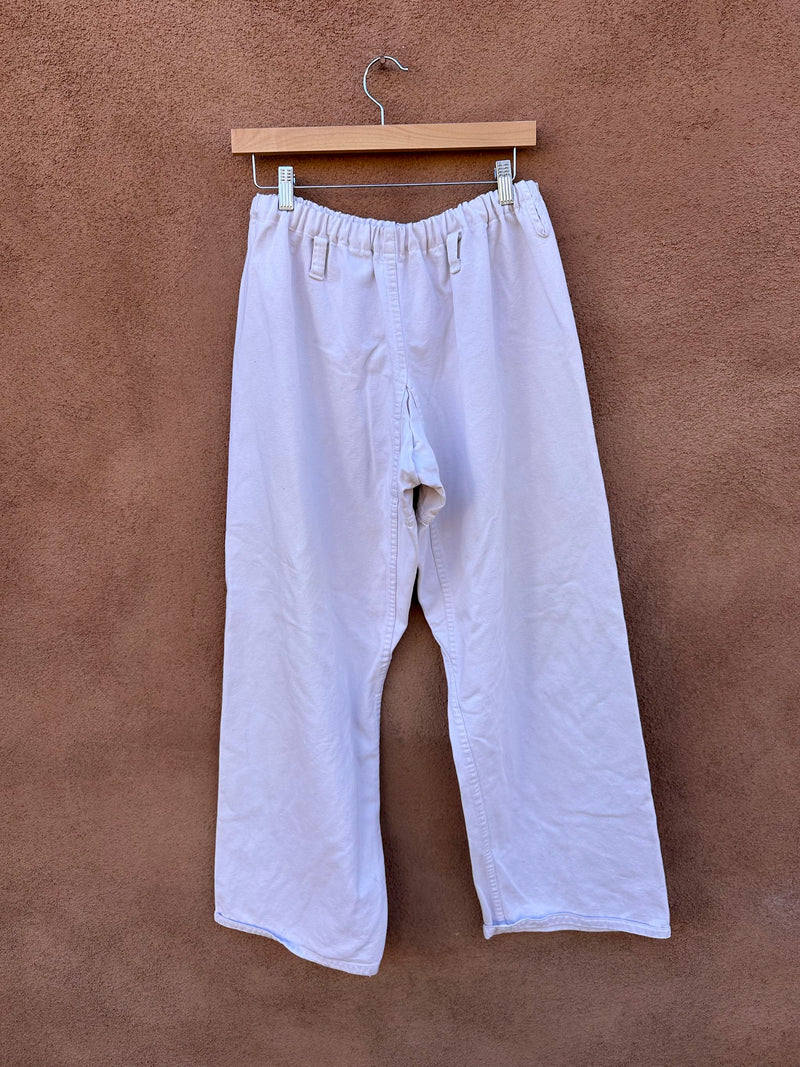 Off White Cotton Pants with Gusset