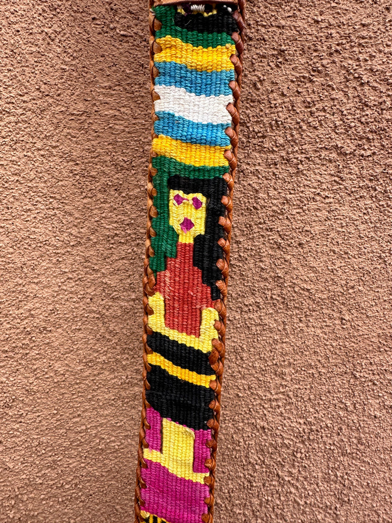 Woven Cotton & Leather Guatemala Boho Belt - Figures