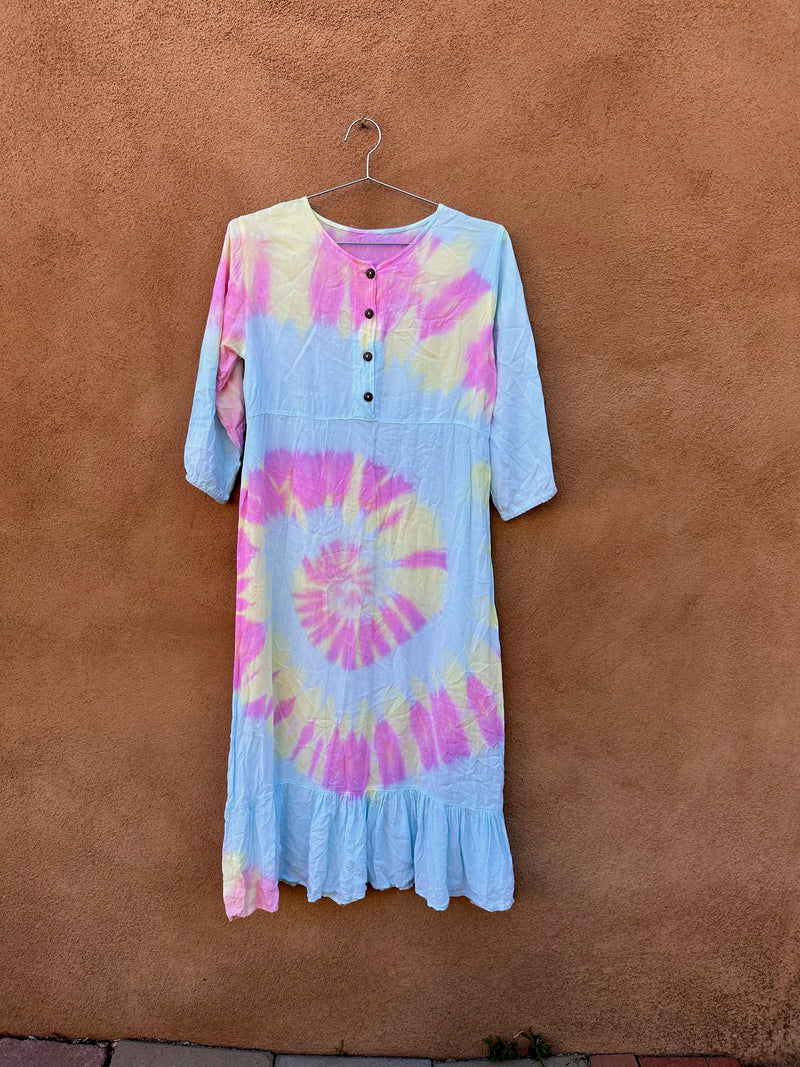 Sheer Tie Dye Empire Waist Dress