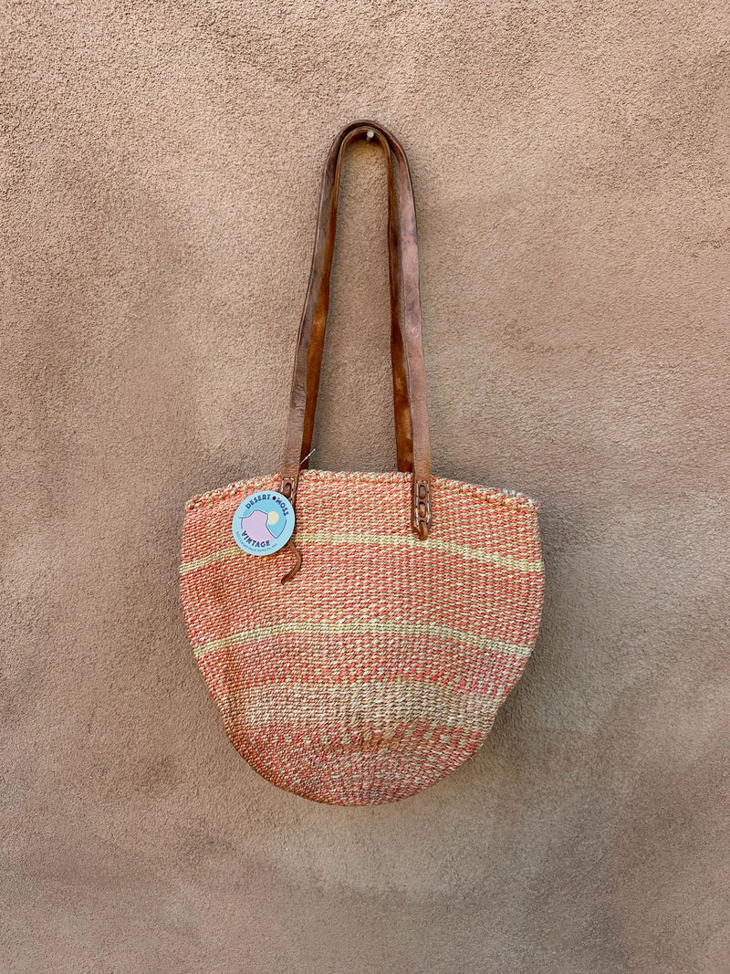 Jute Market Bag with Leather Straps