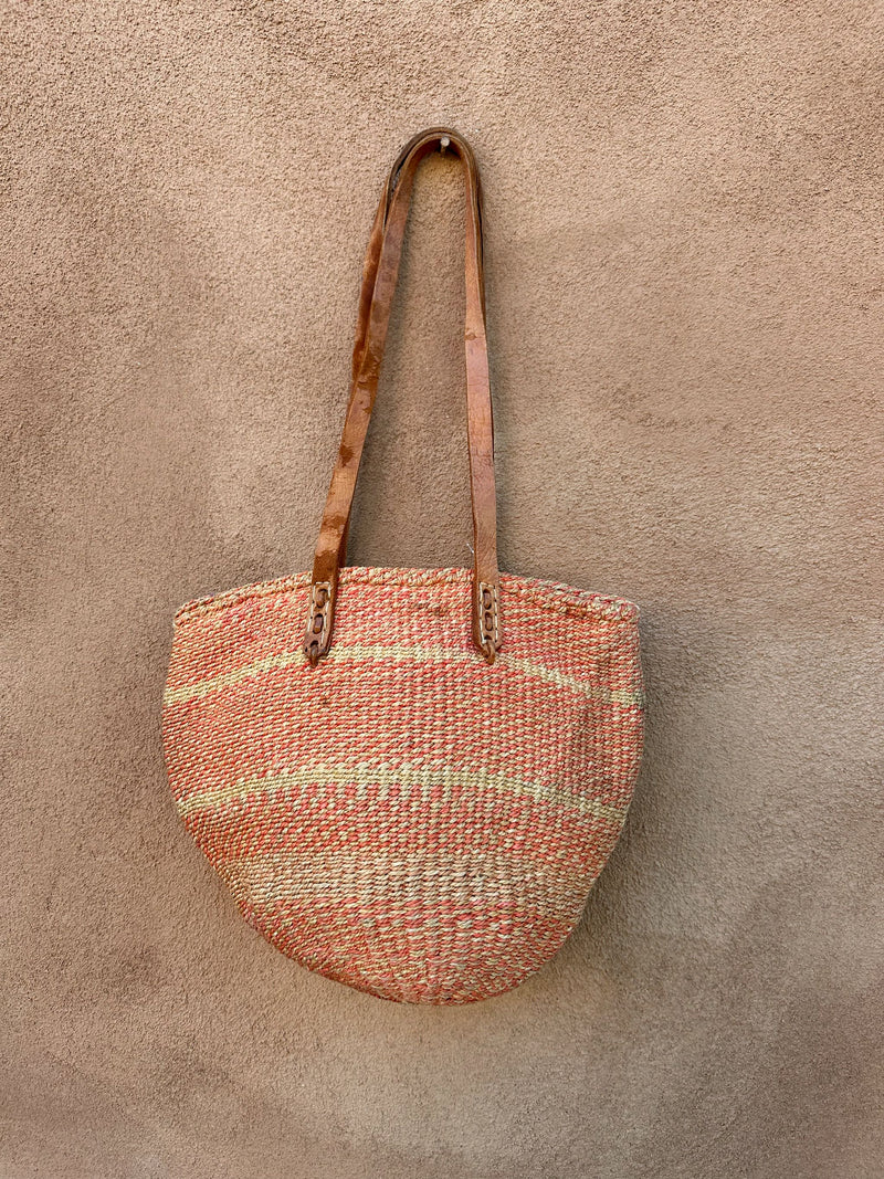 Jute Market Bag with Leather Straps