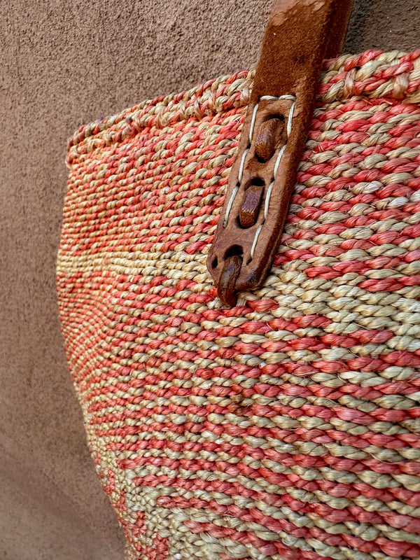 Jute Market Bag with Leather Straps