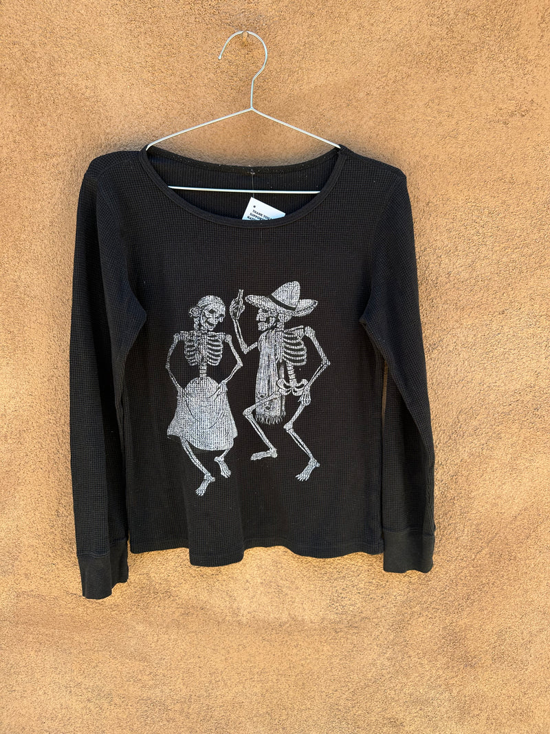 Dancing Calaveras Waffle Knit Long Sleeve T-shirt