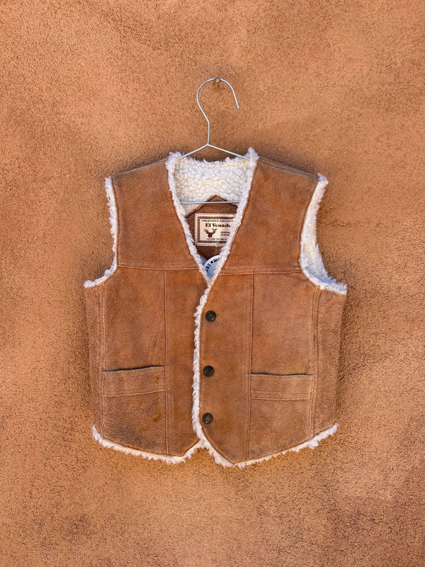 Kid's Suede Vest with Faux Shearling - El Venado