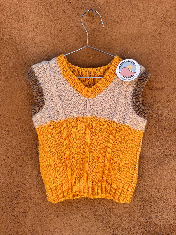 Hand Knit 3 Tone Wool Sweater Vest