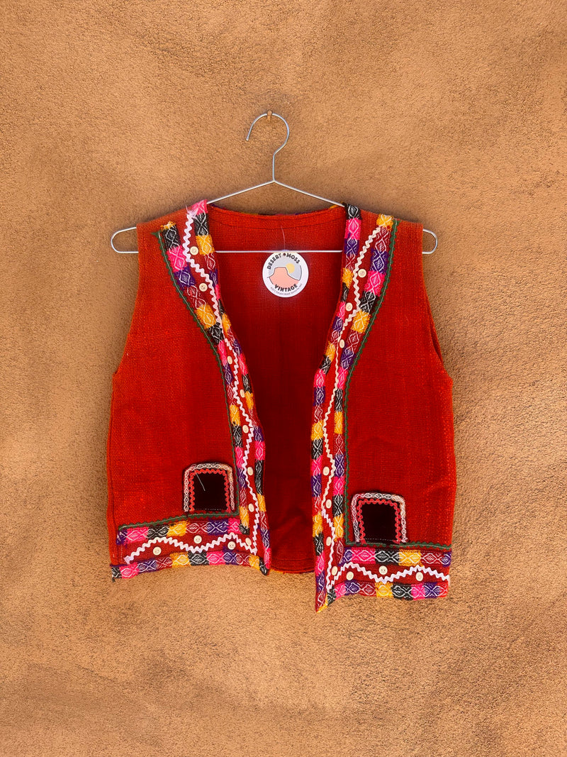 Indigenous 80's Southern Mexican Red Vest