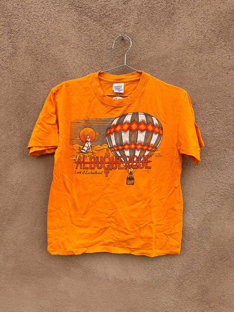 Orange Albuquerque Land of Enchantment Hot Air Balloon & Coyote T-shirt