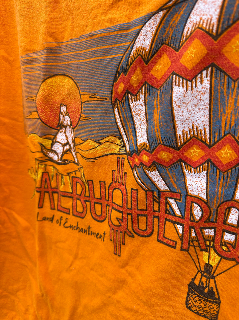 Orange Albuquerque Land of Enchantment Hot Air Balloon & Coyote T-shirt