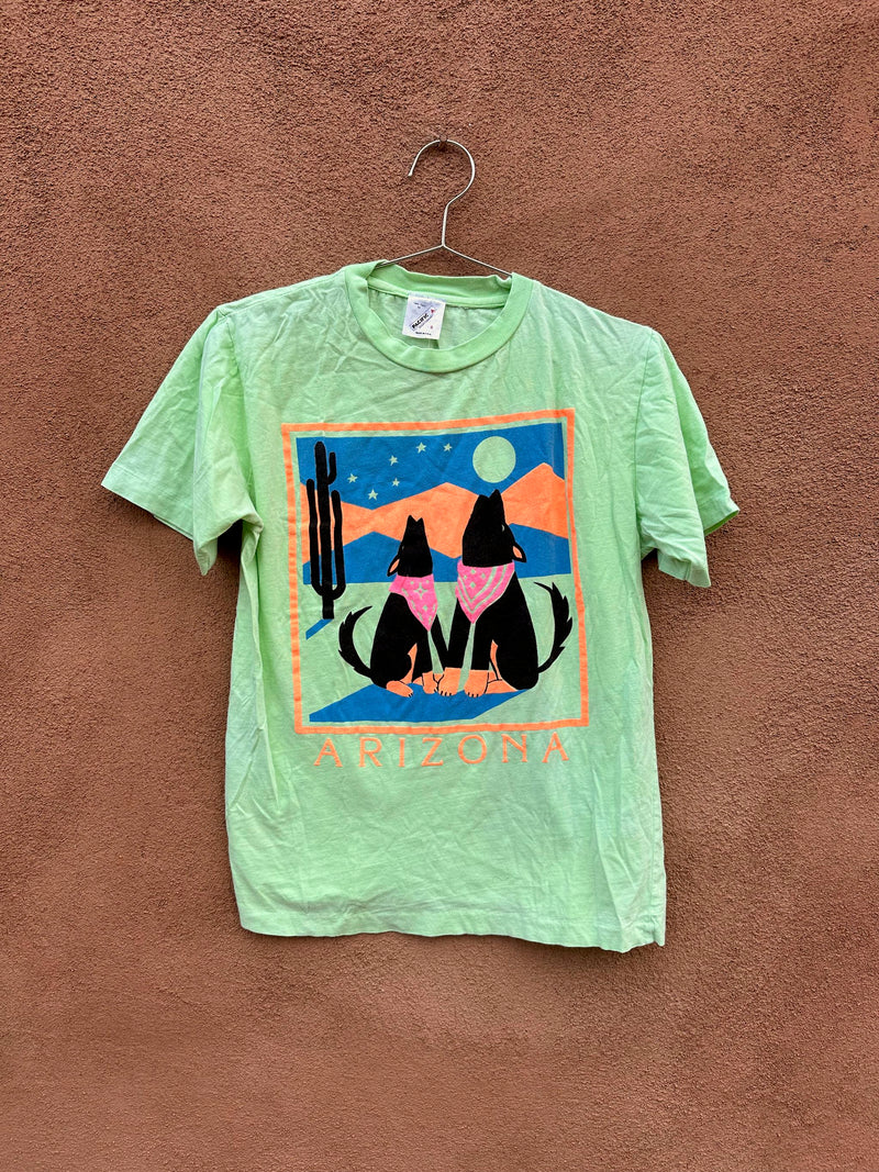 Neon Green Howling Coyote Arizona T-shirt