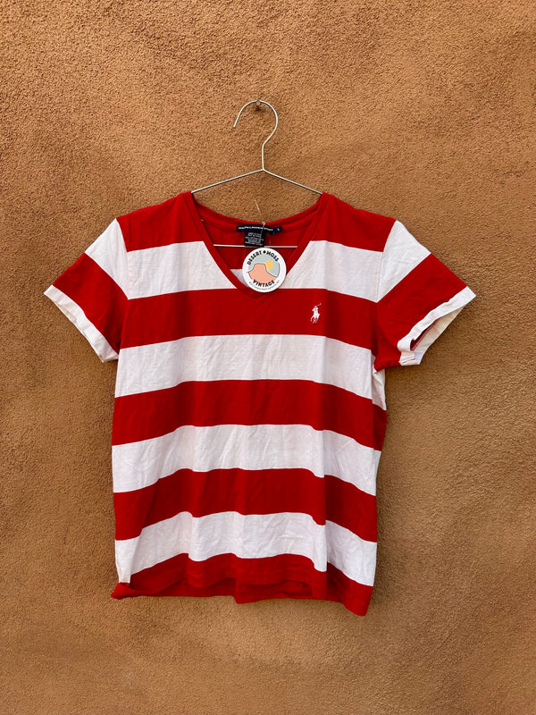 Red & White V-neck Ralph Lauren Sport