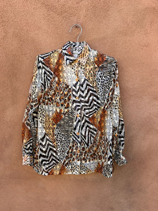 Mesmerize Sheer Big Cat Blouse