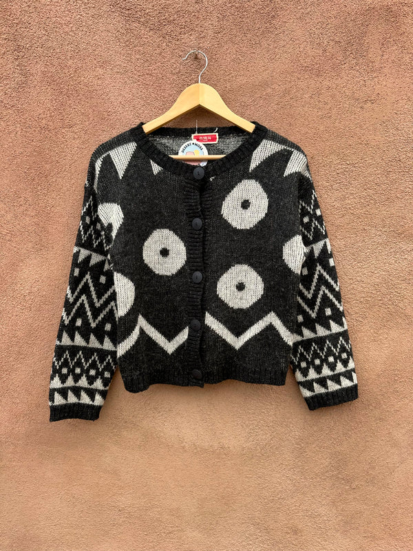 Black & White Wool Japanese Cardigan