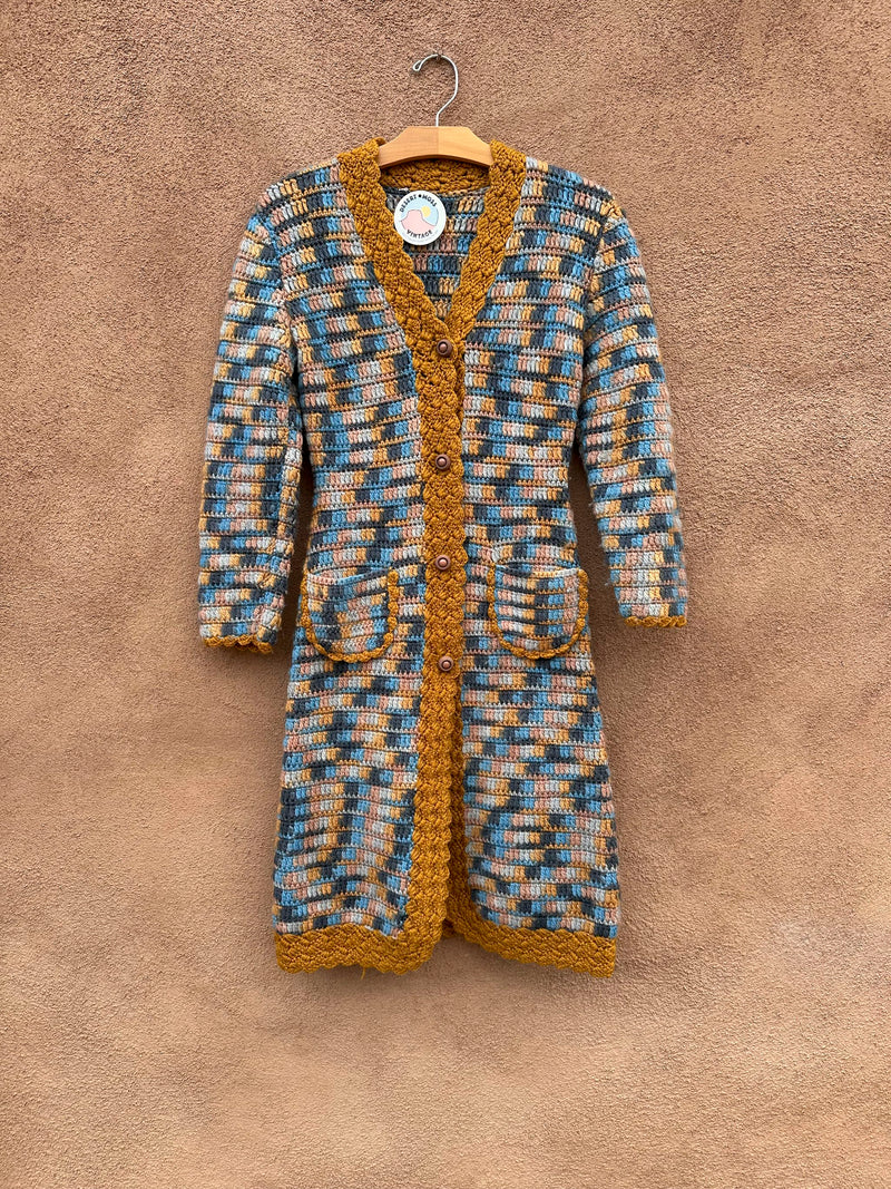 Colorful Crochet Button Cardigan Coat - Handmade