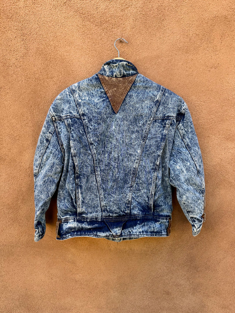 Street Equipt Acid Wash 80's Denim Jacket with Leather