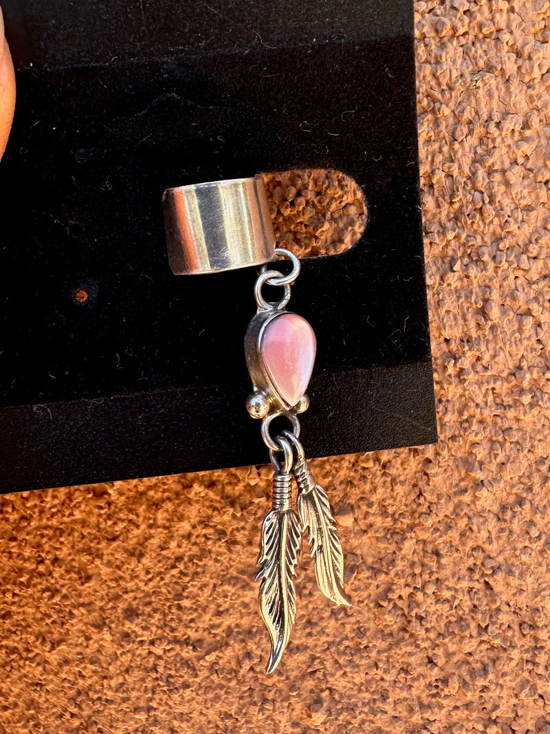 Rose Quartz and Sterling Silver Ear Cuff