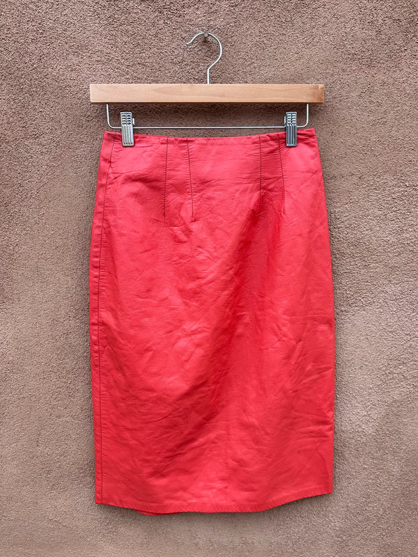 Red Leather Skirt by Cedars - 8