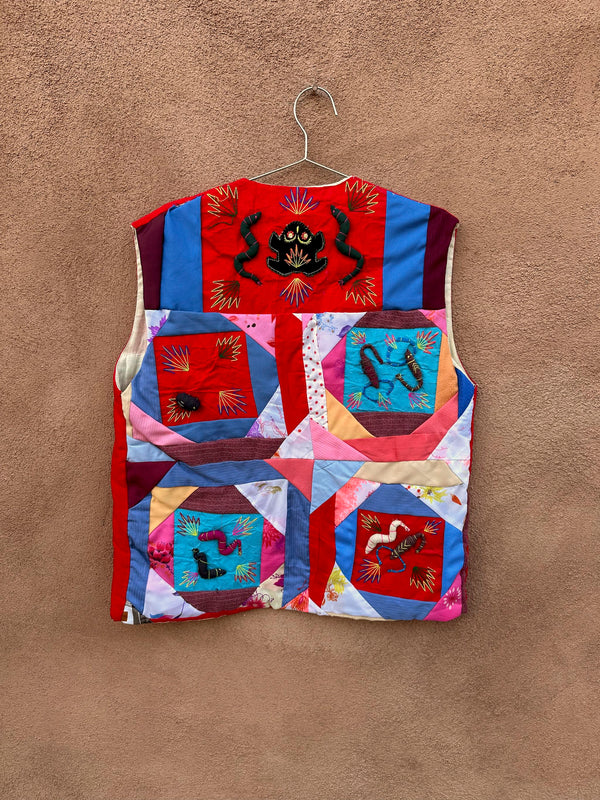 Wild Patchwork Vest with Patch Animals & Embroidery