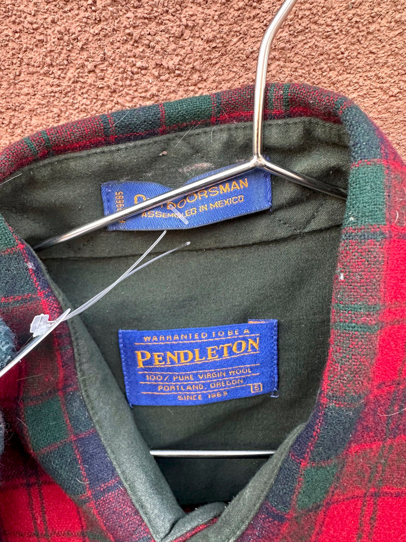 Blue - Green Tartan Wool Pendleton Shirt - Small