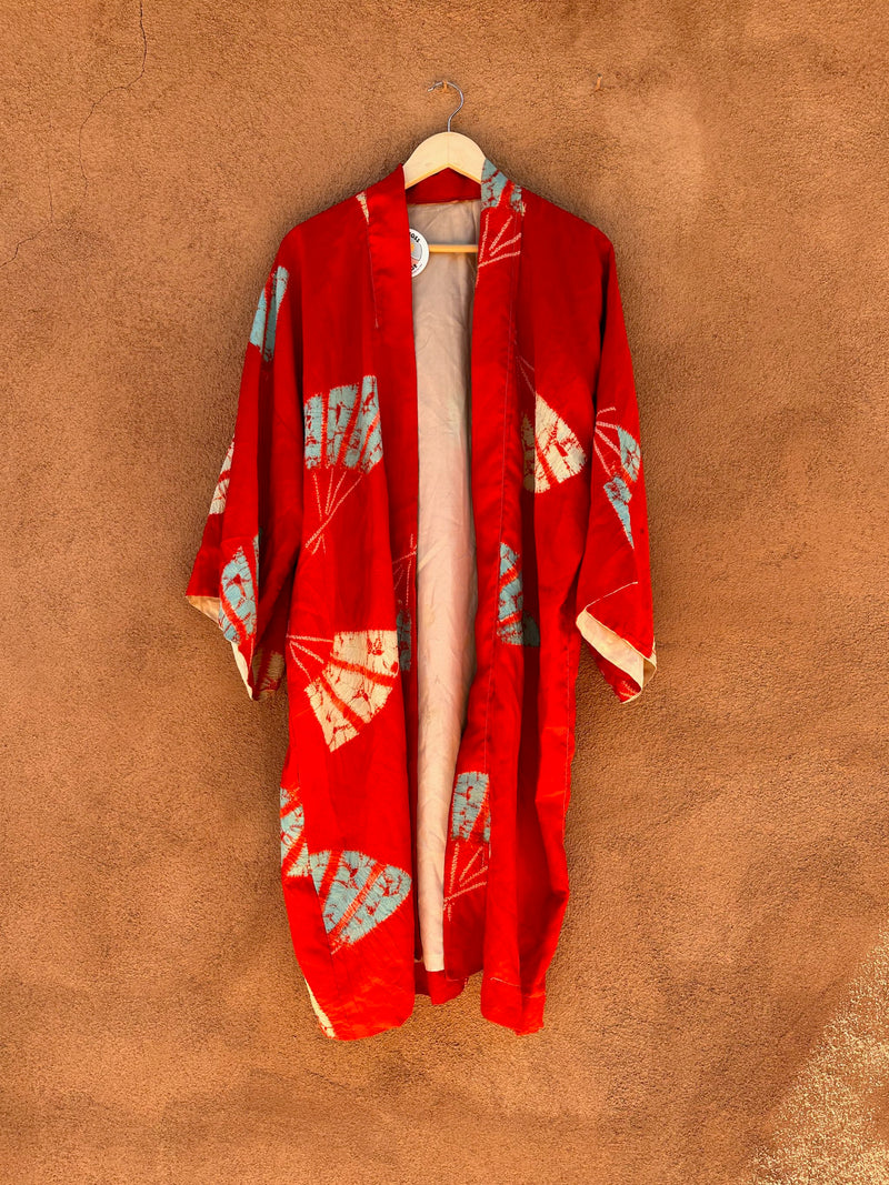 1970's Silk Tie Dye Fan Robe - Japan