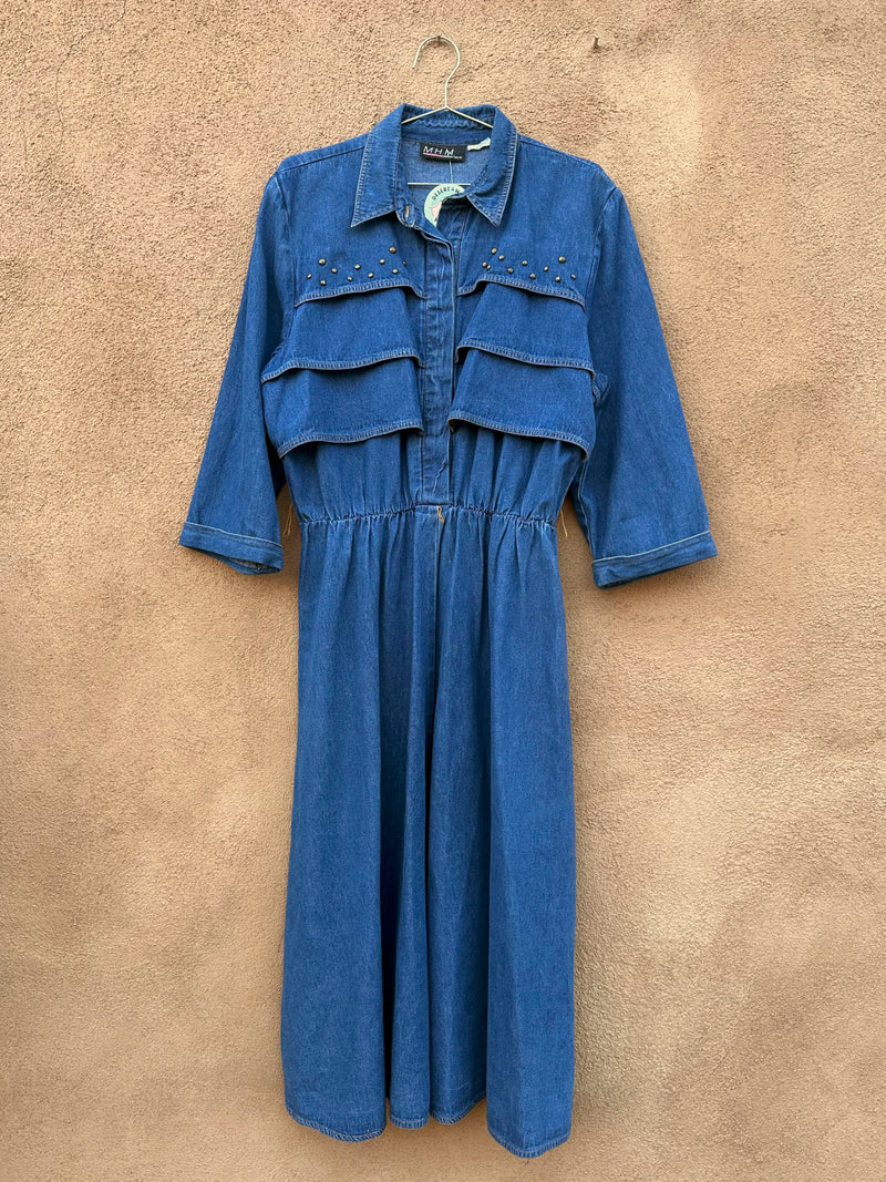 Melissa Harper Denim Dress with Brass Studs