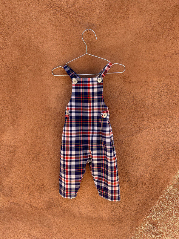 1960's Plaid Overalls 3T or 4T - as is